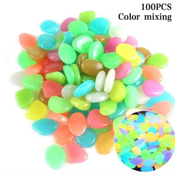 Glow in the Dark Pebbles – 100pcs Luminous Resin Stones for Garden, Aquarium & Decor (Random Colors)