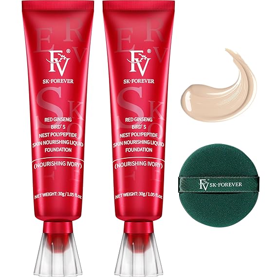 FV Liquid Foundation Makeup, Full Coverage Oil Control Flawless 12 Hour Long Lasting Concealer Matte Foundation