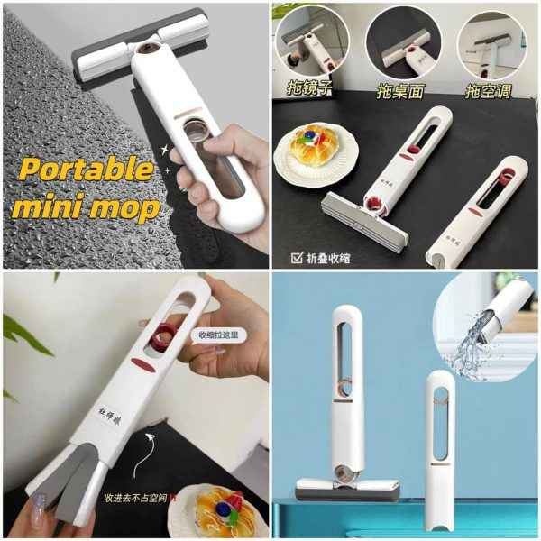 Portable Mini Squeeze Desk Cleaner & Sponge Mop for Home, Kitchen, Car Cleaning