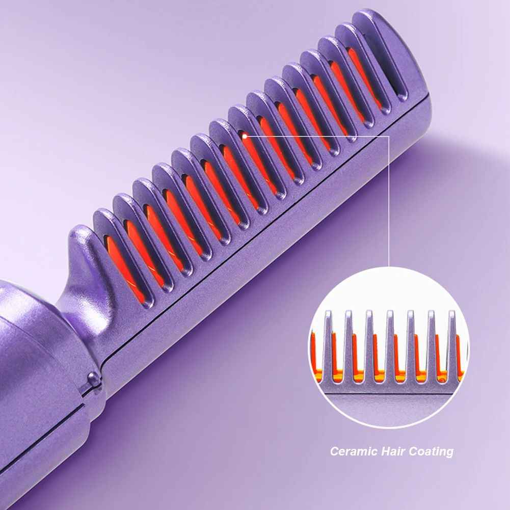 Cordless Hair Straightener Brush, USB Rechargeable, Anti-Scald, 70min Battery Life, Portable for Home & Travel
