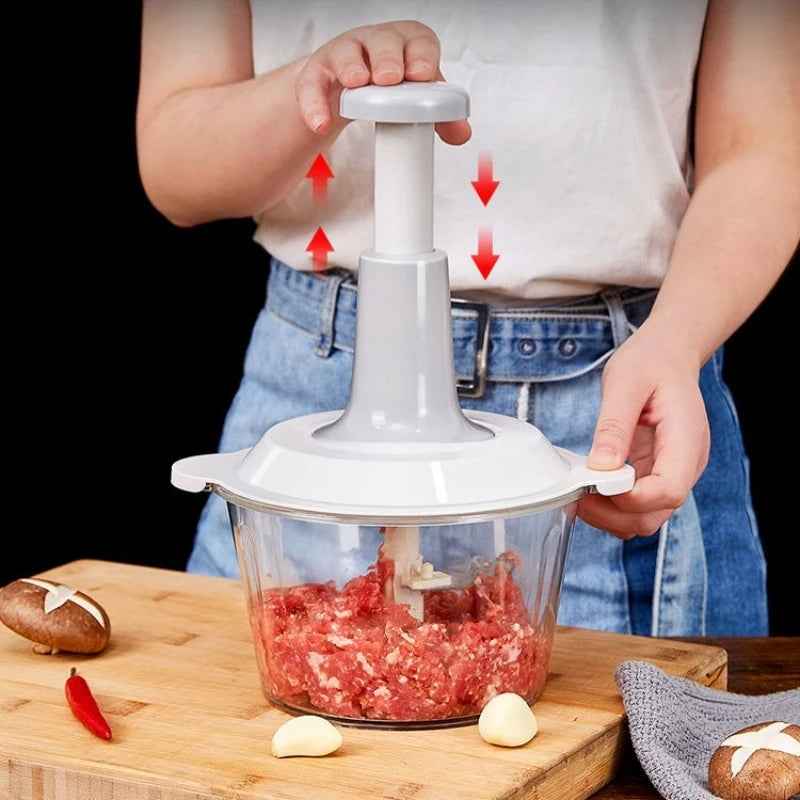 Manual Hand Push Chopper | 1500ml Multi-Functional Vegetable & Meat Cutter (Random Color)