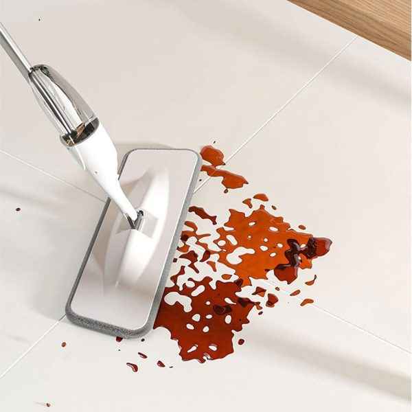 White Group Rotary Mop with Handle – Washable Microfiber Cleaning System