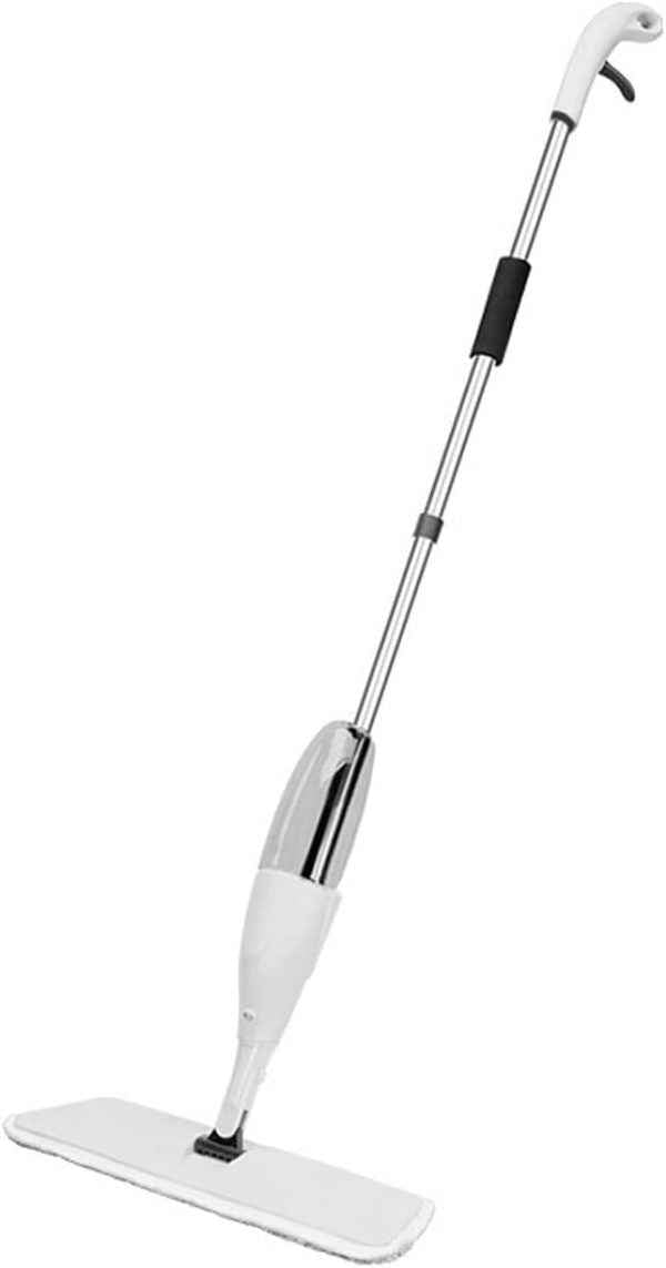 White Group Rotary Mop with Handle – Washable Microfiber Cleaning System