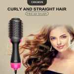 Hot Air Brush Hair Dryer & Styler - 3-in-1 Straightener, Curler, Comb