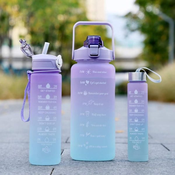 3-Pack Sports Water Bottles with Time Marker & Leakproof Lid (random Color)