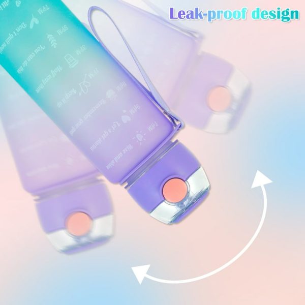 3-Pack Sports Water Bottles with Time Marker & Leakproof Lid (random Color)