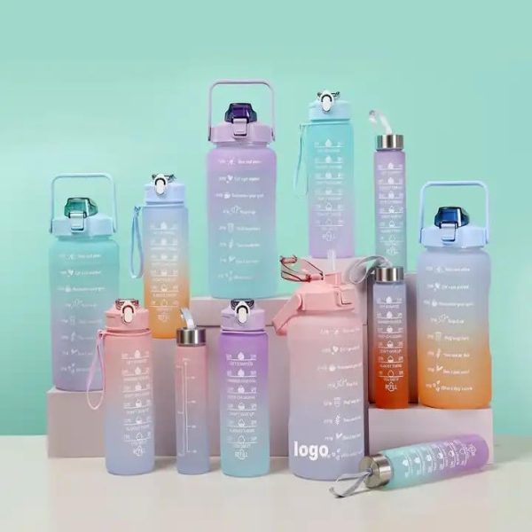 3-Pack Sports Water Bottles with Time Marker & Leakproof Lid (random Color)