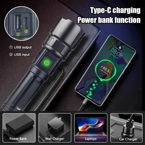 2-in-1 Emergency Flashlight Torch & Charging Bank | Waterproof LED 2210 Long Range