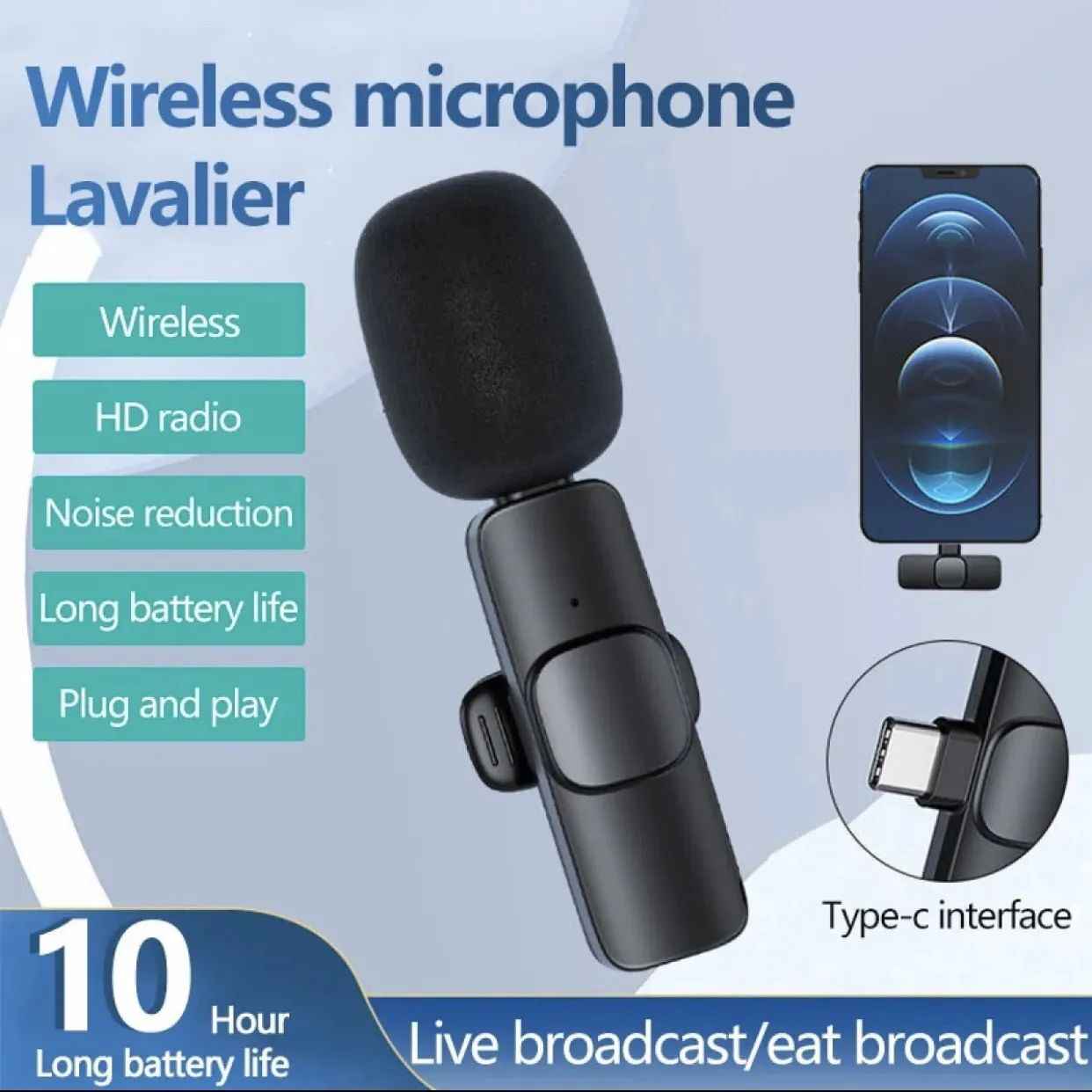 K8 Wireless Vlogging Microphone with Accessories for Type C, iOS, Android & 3.5mm Jack