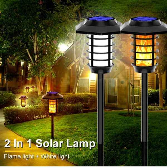 2-in-1 Solar Flame Lamp | Waterproof LED Outdoor Garden Light