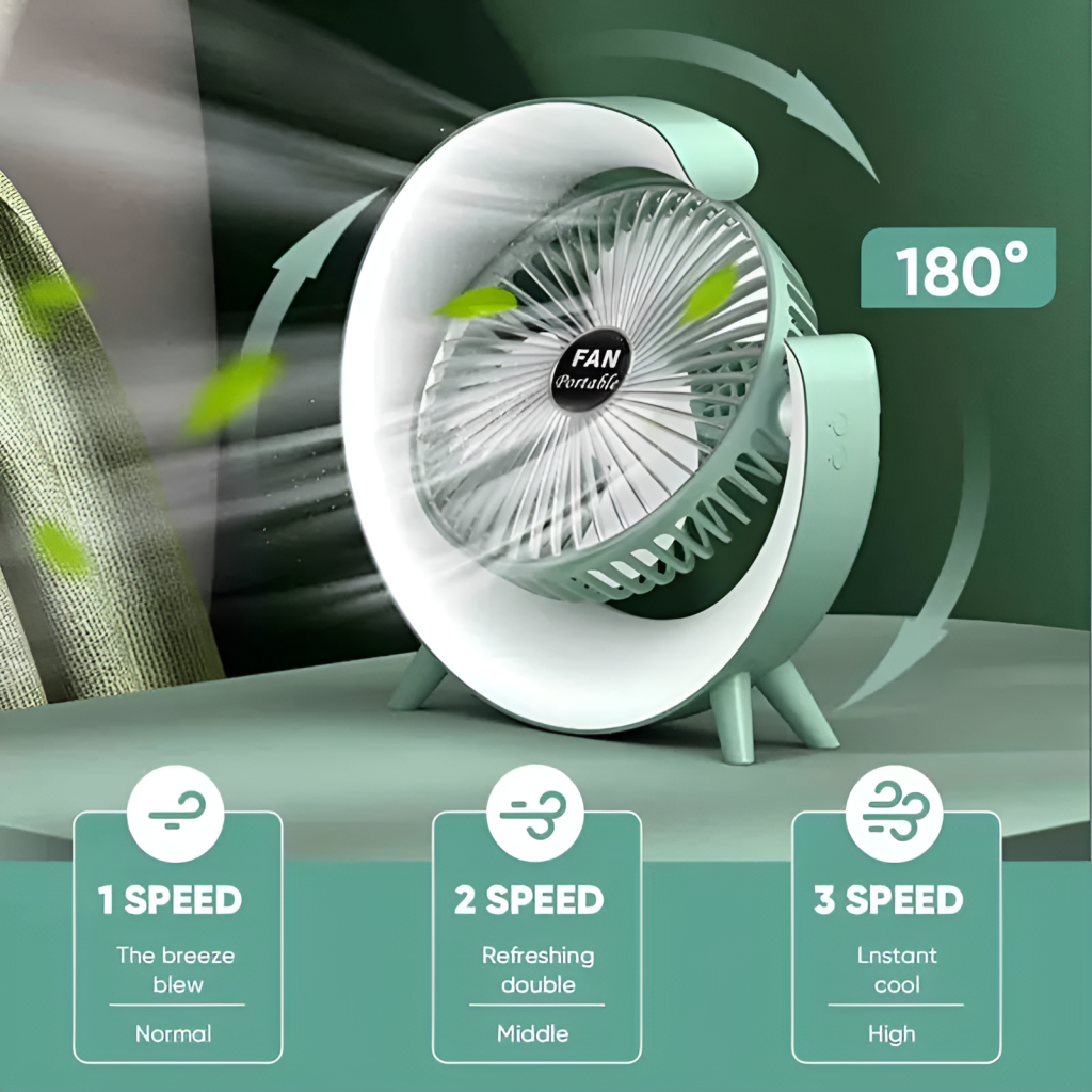 Portable Mini G Light Rechargeable Desk Fan With Led Colorful Light