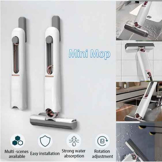 Portable Mini Squeeze Desk Cleaner & Sponge Mop for Home, Kitchen, Car Cleaning