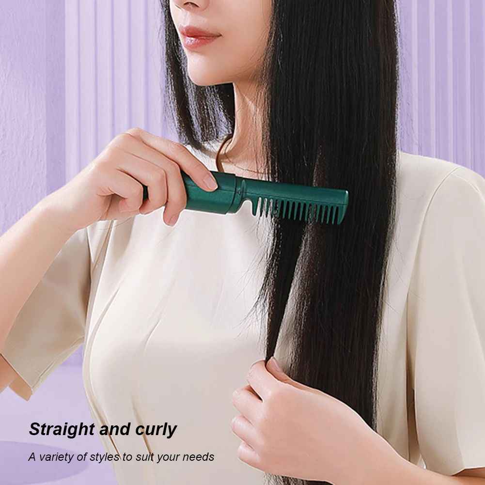 Cordless Hair Straightener Brush, USB Rechargeable, Anti-Scald, 70min Battery Life, Portable for Home & Travel