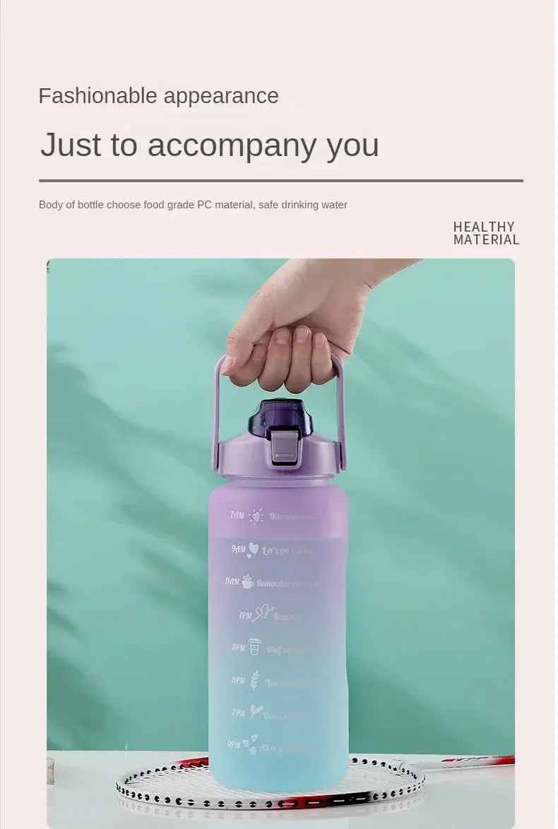 3Pcs Water Bottle Set – Time Marker & Leak-Proof Flip Lid (Random Color)