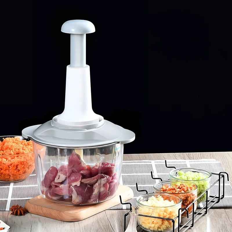 Manual Hand Push Chopper | 1500ml Multi-Functional Vegetable & Meat Cutter (Random Color)