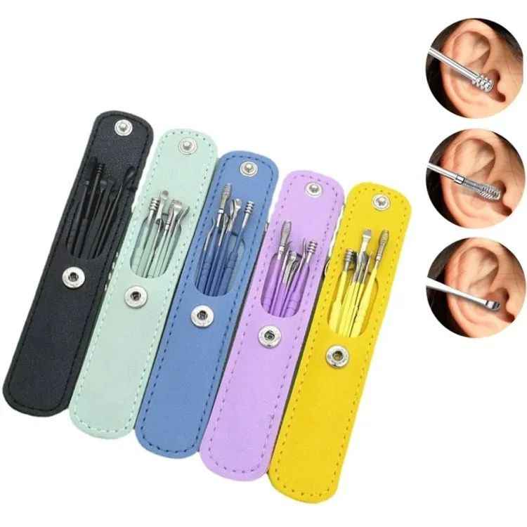 6-Piece Ear Wax Cleaning Kit, Ear Pick Tools & Spring Cleaner for Adults and Children