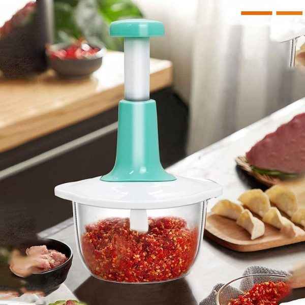 Manual Hand Push Chopper | 1500ml Multi-Functional Vegetable & Meat Cutter (Random Color)