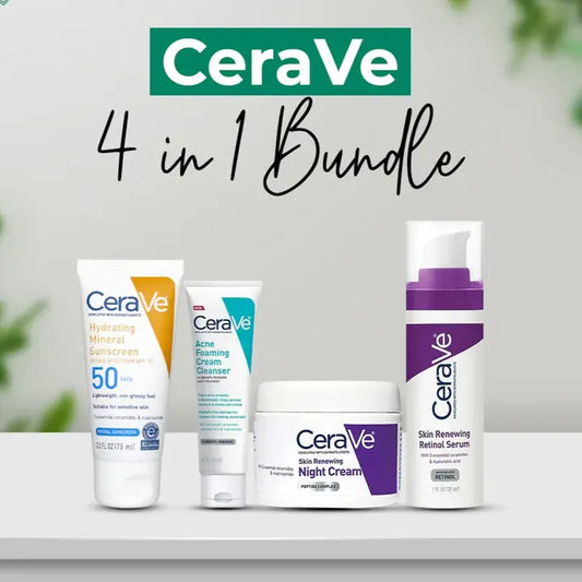 CeraVe 4 In 1 Skincare Kit Night Cream, Sunblock, Cleanser & Serum, for Radiant Skin (Limited Stock)