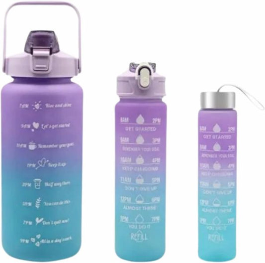 3-Pack Sports Water Bottles with Time Marker & Leakproof Lid (random Color)