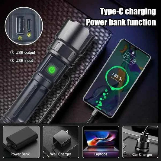 2-in-1 Emergency Flashlight Torch & Charging Bank | Waterproof LED 2210 Long Range