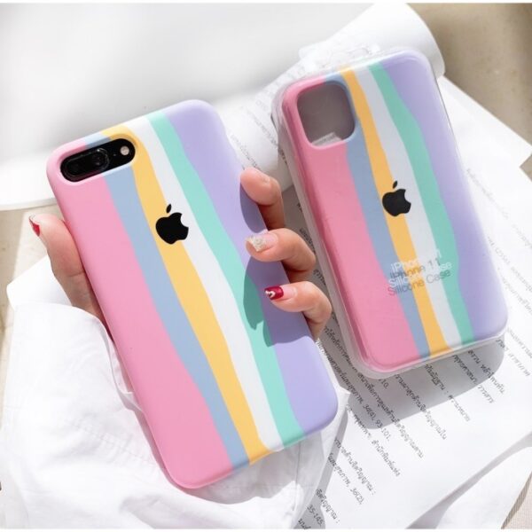 iphone x | xr | xs | xs pastel rainbow cover